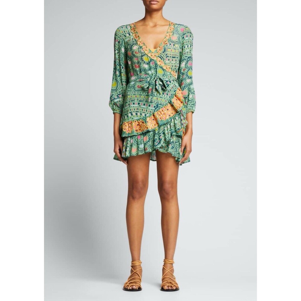 TAJ‎ BY SABRINA Dress M Margaret Mini Wrap Dress M Embroidered $525